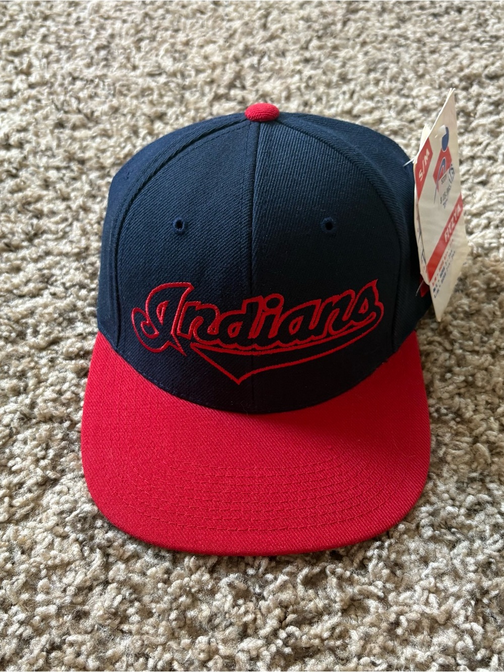 Vintage Cleveland Indians MLB Script Hat Fitzya Size Adult Small/Medium NWT